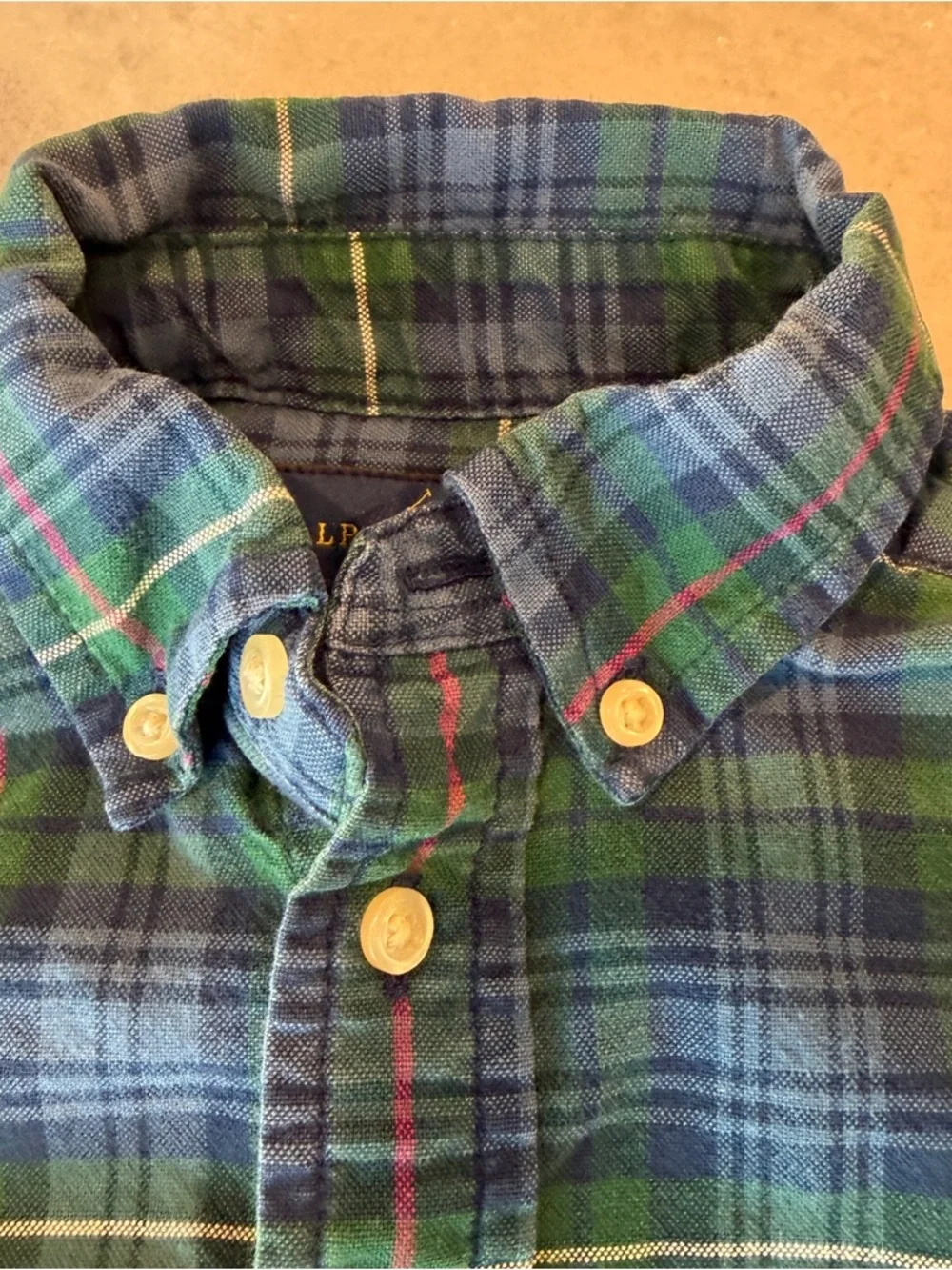 Ralph Lauren Boys 4T Kids Plaid Button-Down Shirts Blue‎ & Green and Red Bundle